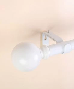 HIER_3160 Home Décor 42"-126" Adjustable Curtain Rod Set, White, Round Finials 31 HIER_3160 Home Décor 42