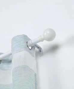 HIER_3160 Home Décor 42"-126" Adjustable Curtain Rod Set, White, Round Finials 24 HIER_3160 Home Décor 42