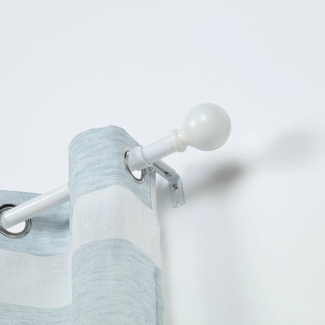 HIER_3160 Home Décor 42"-126" Adjustable Curtain Rod Set, White, Round Finials 8 HIER_3160 Home Décor 42"-126" Adjustable Curtain Rod Set, White, Round Finials