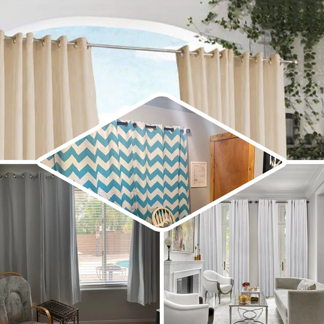 HIER_3160 Home Décor 42"-126" Adjustable Curtain Rod Set, White, Round Finials 5 HIER_3160 Home Décor 42"-126" Adjustable Curtain Rod Set, White, Round Finials