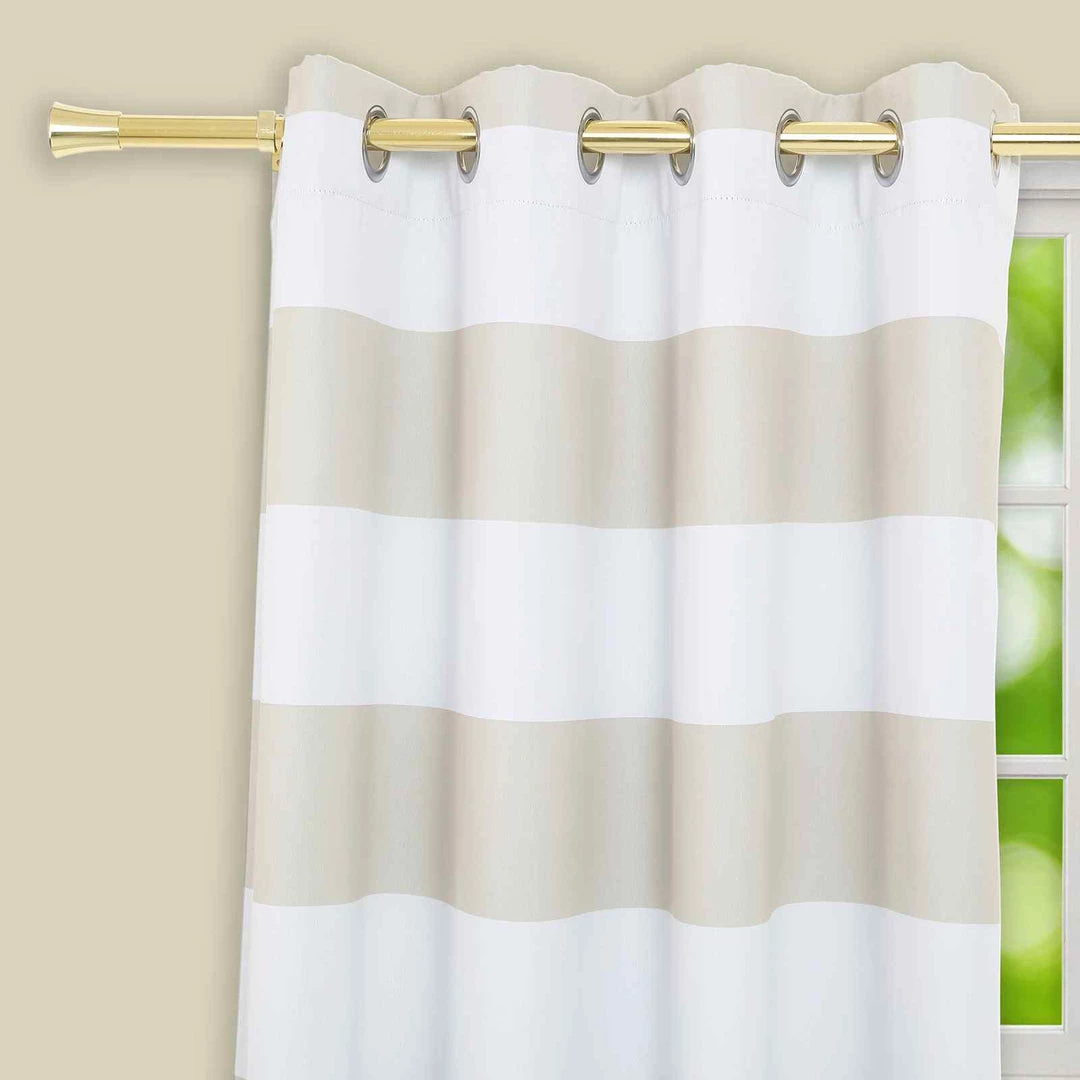 HIER_3160 42"-126" Metal Adjustable Curtain Rods, Gold, Trumpet Finials 9 HIER_3160 42"-126" Metal Adjustable Curtain Rods, Gold, Trumpet Finials