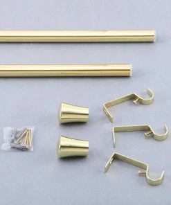 HIER_3160 42"-126" Metal Adjustable Curtain Rods, Gold, Trumpet Finials 18 HIER_3160 42