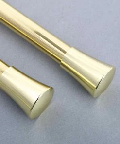 HIER_3160 42"-126" Metal Adjustable Curtain Rods, Gold, Trumpet Finials