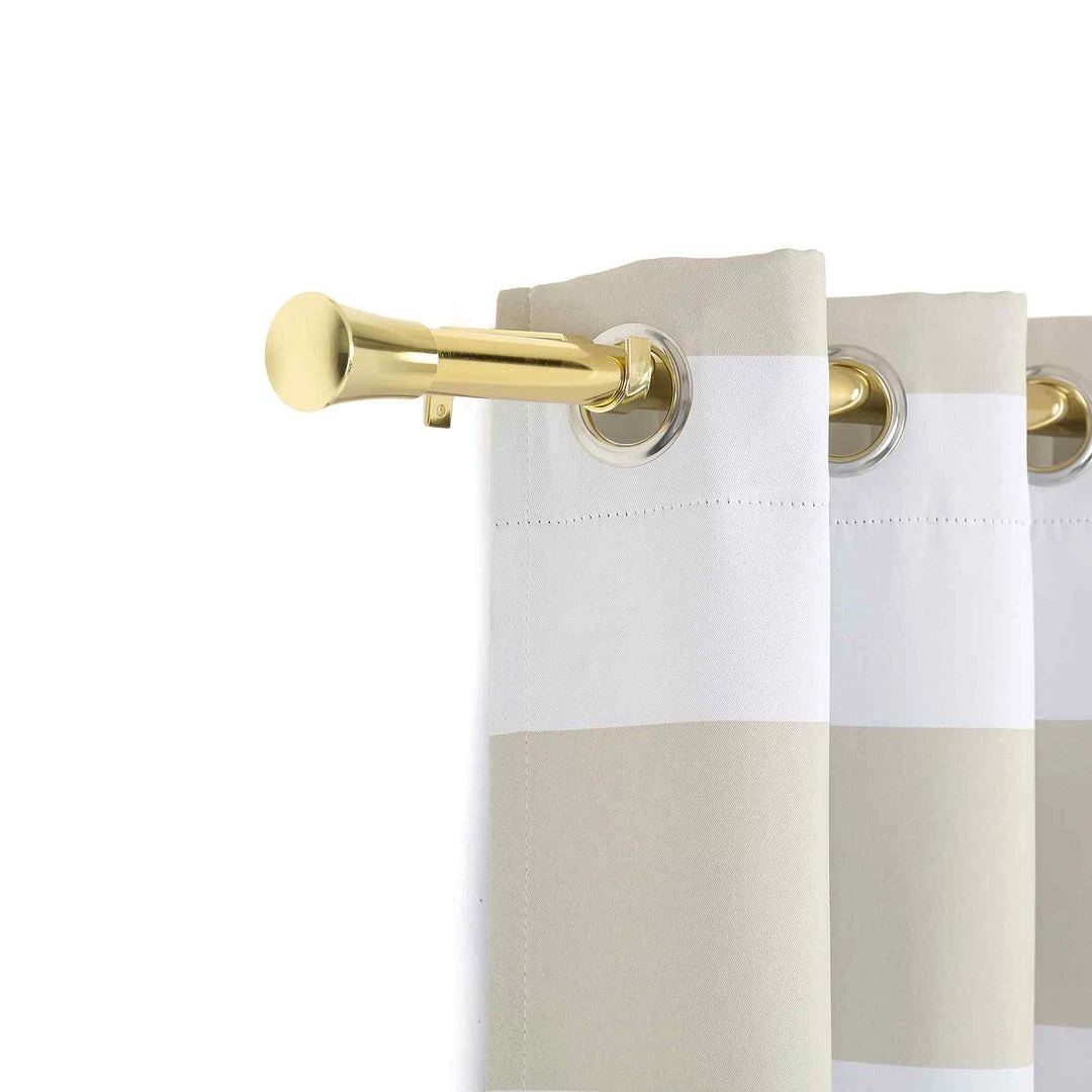 HIER_3160 42"-126" Metal Adjustable Curtain Rods, Gold, Trumpet Finials 12 HIER_3160 42"-126" Metal Adjustable Curtain Rods, Gold, Trumpet Finials