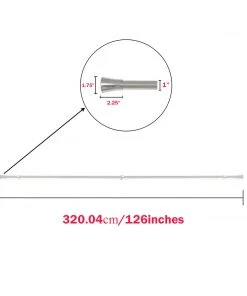 HIER_3160 42"-126" Adjustable Metal Curtain Rod Set, Silver, Trumpet Finials 16 HIER_3160 42