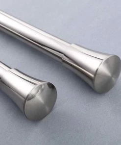 HIER_3160 42"-126" Adjustable Metal Curtain Rod Set, Silver, Trumpet Finials