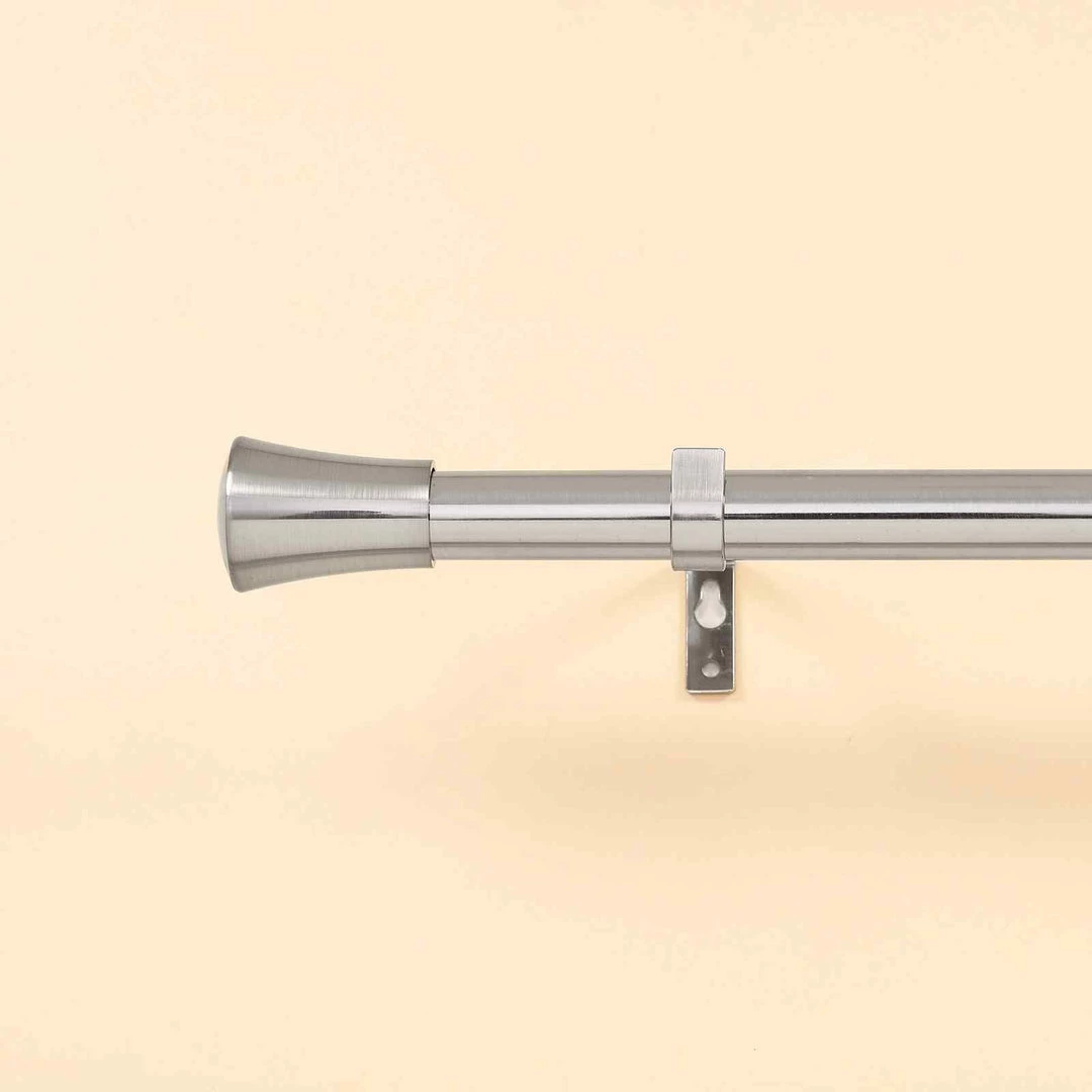 HIER_3160 42"-126" Adjustable Metal Curtain Rod Set, Silver, Trumpet Finials 10 HIER_3160 42"-126" Adjustable Metal Curtain Rod Set, Silver, Trumpet Finials