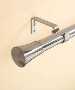 HIER_3160 42"-126" Adjustable Metal Curtain Rod Set, Silver, Trumpet Finials