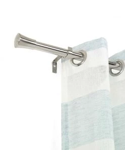 HIER_3160 42"-126" Adjustable Metal Curtain Rod Set, Silver, Trumpet Finials 24 HIER_3160 42