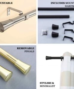 HIER_3160 42"-126" Adjustable Metal Curtain Rod Set, Silver, Trumpet Finials 17 HIER_3160 42
