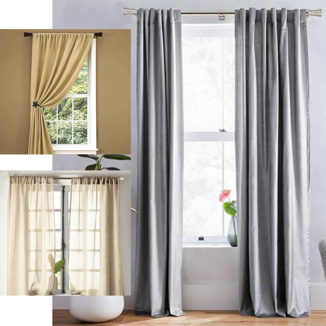 HIER_3160 42"-126" Metal Adjustable Curtain Rods, Gold, Trumpet Finials 5 HIER_3160 42"-126" Metal Adjustable Curtain Rods, Gold, Trumpet Finials