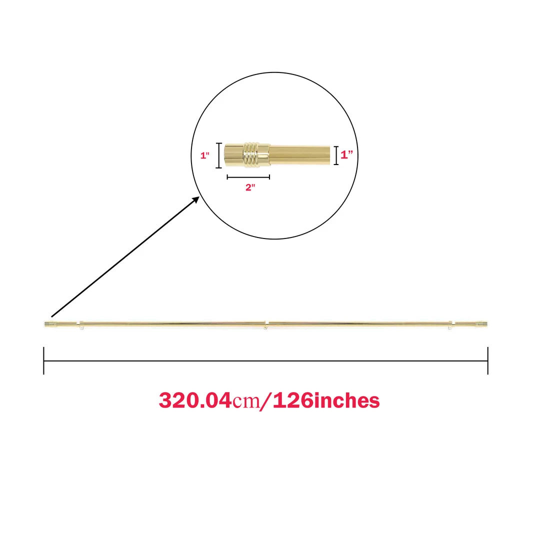 HIER_3160 42"-126" Adjustable Metal Curtain Rods, Gold, Designer Cylinder Finials Home Décor 3 HIER_3160 42"-126" Adjustable Metal Curtain Rods, Gold, Designer Cylinder Finials Home Décor