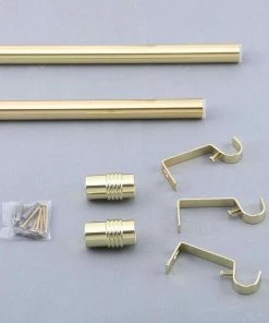 HIER_3160 42"-126" Adjustable Metal Curtain Rods, Gold, Designer Cylinder Finials Home Décor 19 HIER_3160 42