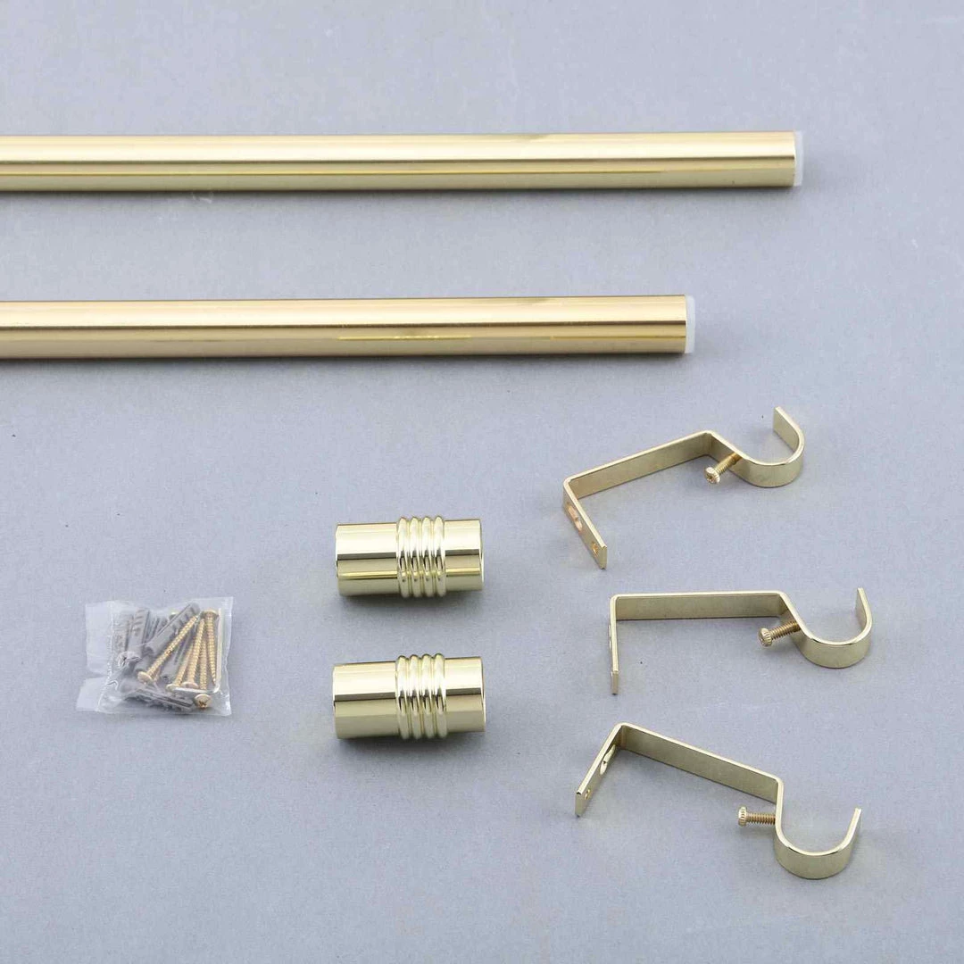 HIER_3160 42"-126" Adjustable Metal Curtain Rods, Gold, Designer Cylinder Finials Home Décor 6 HIER_3160 42"-126" Adjustable Metal Curtain Rods, Gold, Designer Cylinder Finials Home Décor