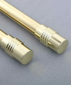 HIER_3160 42"-126" Adjustable Metal Curtain Rods, Gold, Designer Cylinder Finials Home Décor