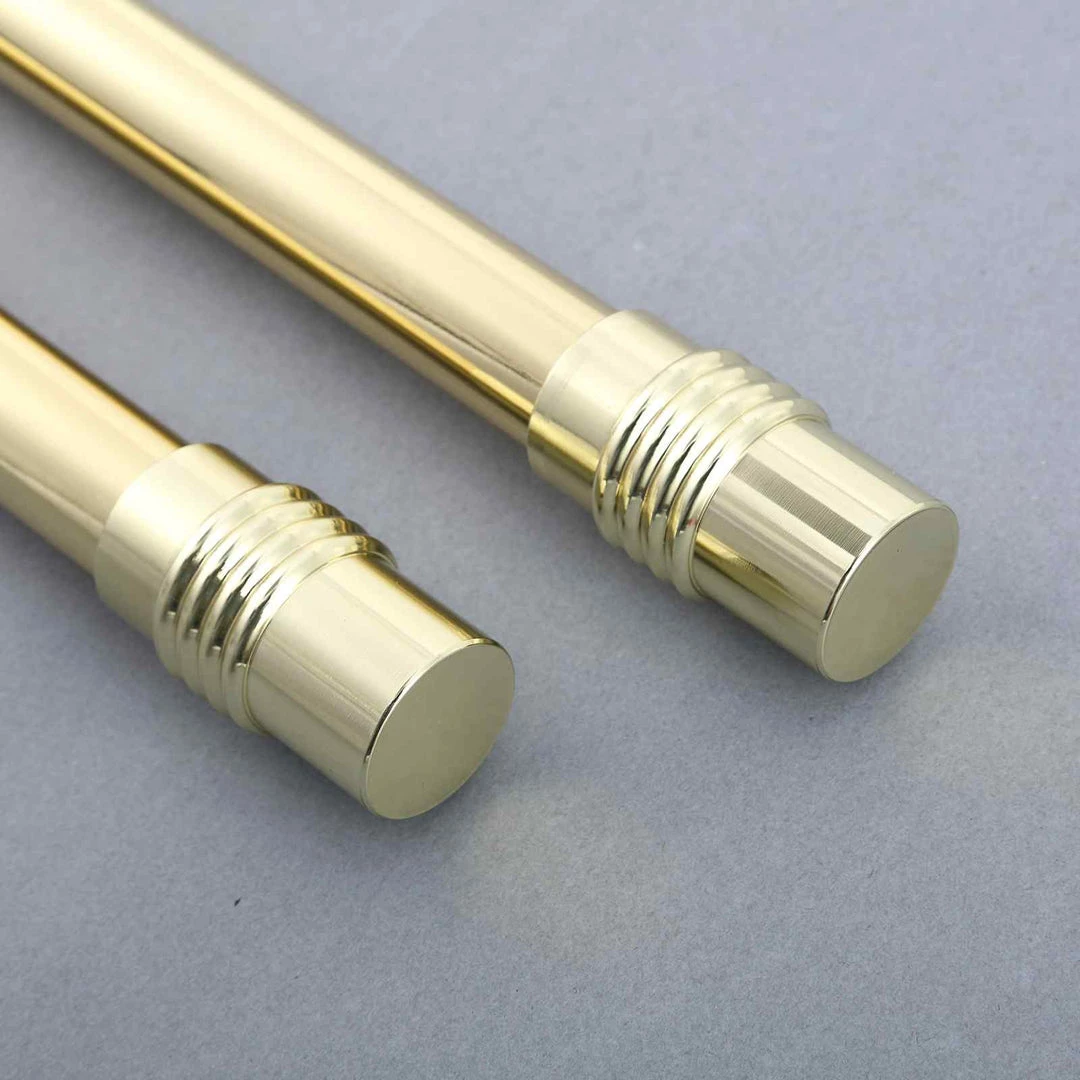 HIER_3160 42"-126" Adjustable Metal Curtain Rods, Gold, Designer Cylinder Finials Home Décor 1 HIER_3160 42"-126" Adjustable Metal Curtain Rods, Gold, Designer Cylinder Finials Home Décor