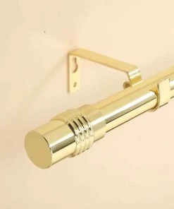 HIER_3160 42"-126" Adjustable Metal Curtain Rods, Gold, Designer Cylinder Finials Home Décor