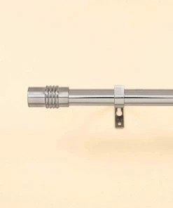 HIER_3160 42"-126" Adjustable Metal Curtain Rod Set, Silver, Designer Cylinder Finials Home Décor 24 HIER_3160 42