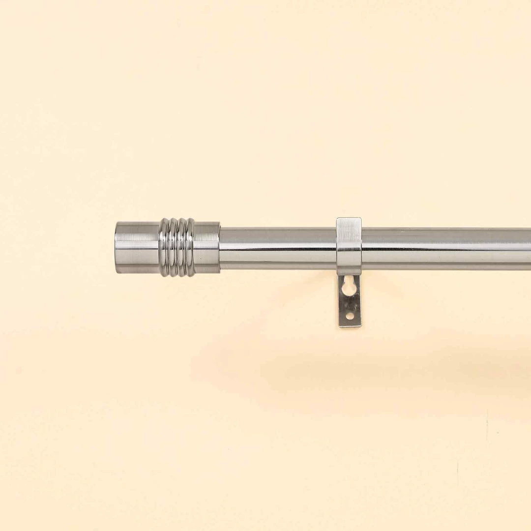 HIER_3160 42"-126" Adjustable Metal Curtain Rod Set, Silver, Designer Cylinder Finials Home Décor 11 HIER_3160 42"-126" Adjustable Metal Curtain Rod Set, Silver, Designer Cylinder Finials Home Décor