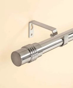 HIER_3160 42"-126" Adjustable Metal Curtain Rod Set, Silver, Designer Cylinder Finials Home Décor 22 HIER_3160 42