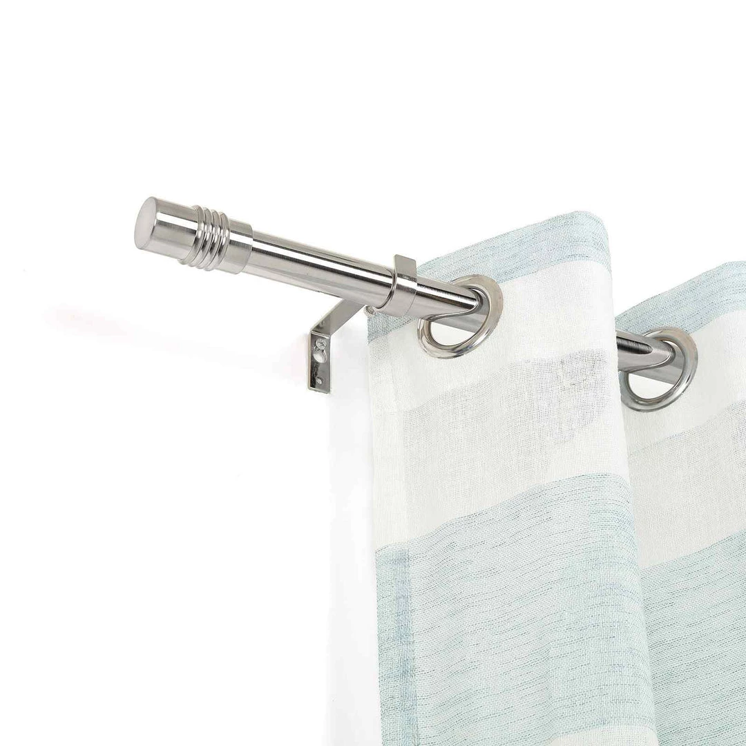 HIER_3160 42"-126" Adjustable Metal Curtain Rod Set, Silver, Designer Cylinder Finials Home Décor 2 HIER_3160 42"-126" Adjustable Metal Curtain Rod Set, Silver, Designer Cylinder Finials Home Décor