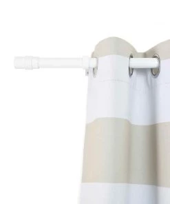 HIER_3160 42"-126" Adjustable Metal Curtain Rods, White, Designer Cylinder Finials 26 HIER_3160 42