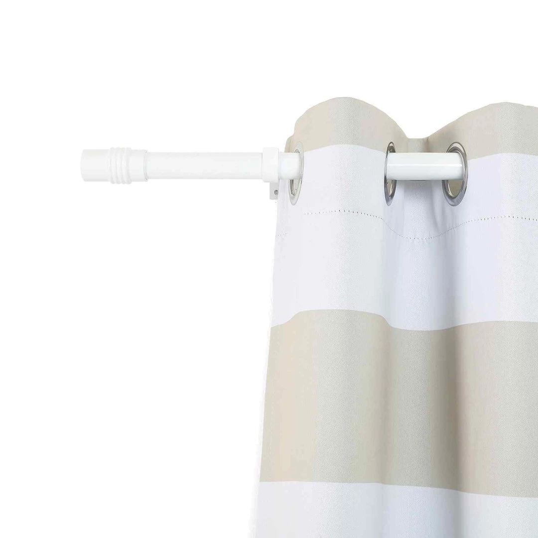 HIER_3160 42"-126" Adjustable Metal Curtain Rods, White, Designer Cylinder Finials 12 HIER_3160 42"-126" Adjustable Metal Curtain Rods, White, Designer Cylinder Finials