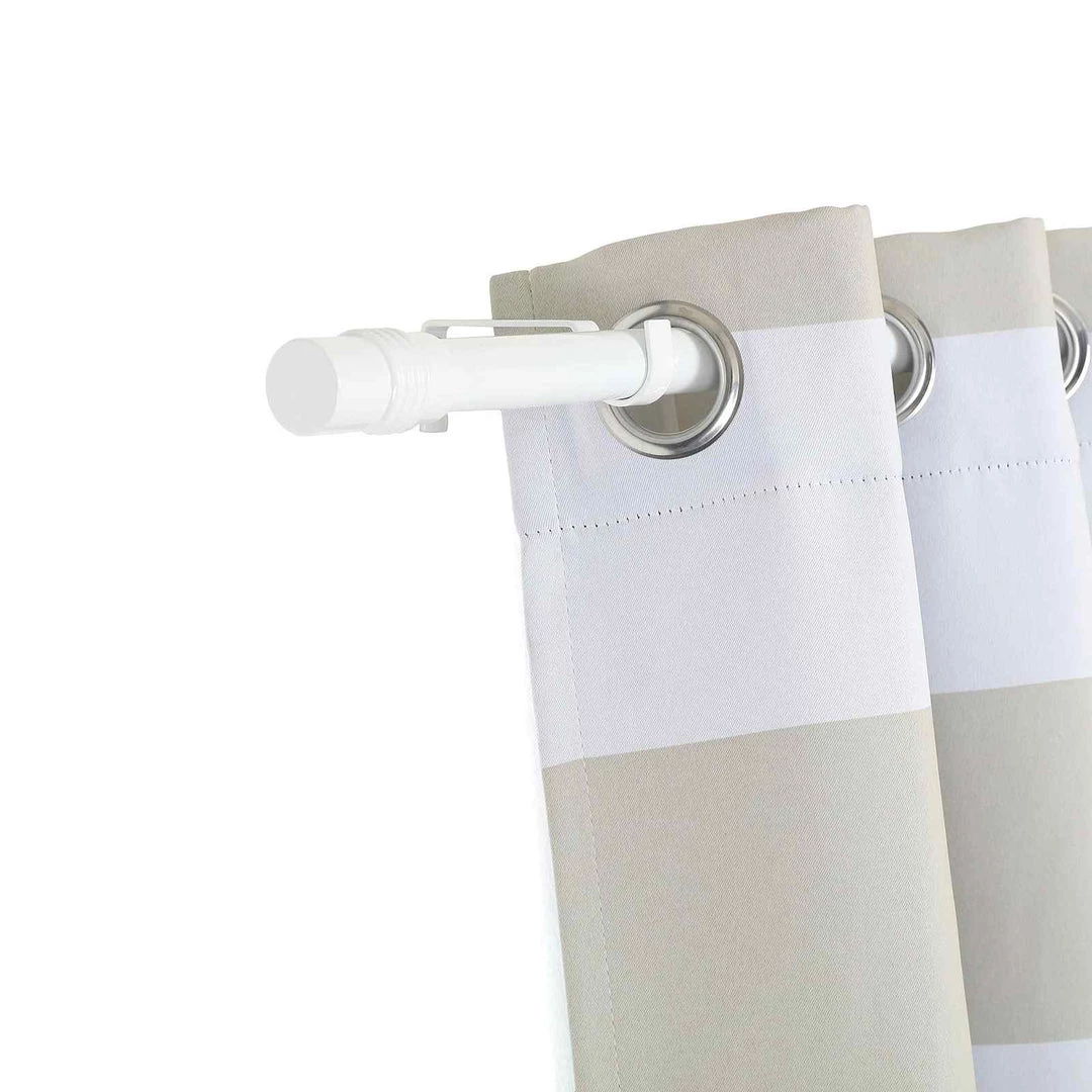 HIER_3160 42"-126" Adjustable Metal Curtain Rods, White, Designer Cylinder Finials 14 HIER_3160 42"-126" Adjustable Metal Curtain Rods, White, Designer Cylinder Finials