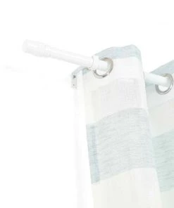 HIER_3160 42"-126" Adjustable Metal Curtain Rods, White, Designer Cylinder Finials 27 HIER_3160 42