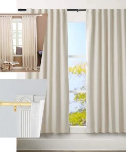 HIER_3160 42"-126" Adjustable Metal Curtain Rods, Gold, Designer Cylinder Finials Home Décor 18 HIER_3160 42