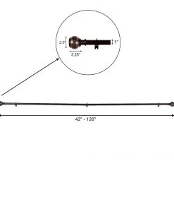 HIER_3160 42"-126" Adjustable Curtain Rod Set, Chocolate Brown, Marble Finials Home Décor 19 HIER_3160 42