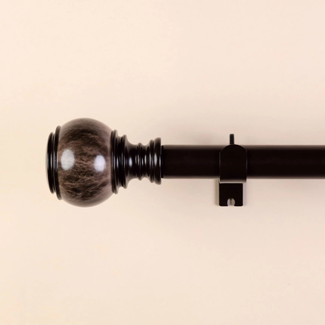 HIER_3160 42"-126" Adjustable Curtain Rod Set, Chocolate Brown, Marble Finials Home Décor 11 HIER_3160 42"-126" Adjustable Curtain Rod Set, Chocolate Brown, Marble Finials Home Décor