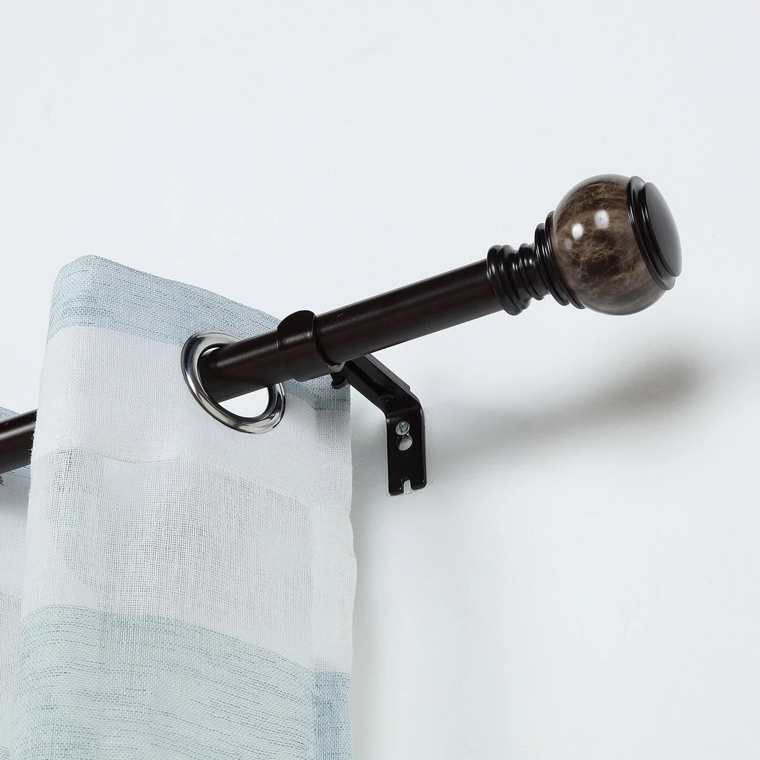 HIER_3160 42"-126" Adjustable Curtain Rod Set, Chocolate Brown, Marble Finials Home Décor 14 HIER_3160 42"-126" Adjustable Curtain Rod Set, Chocolate Brown, Marble Finials Home Décor