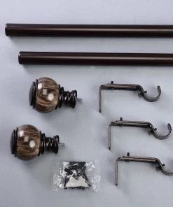 HIER_3160 42"-126" Adjustable Curtain Rod Set, Chocolate Brown, Marble Finials Home Décor 22 HIER_3160 42
