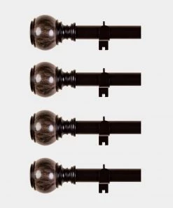 HIER_3160 42"-126" Adjustable Curtain Rod Set, Chocolate Brown, Marble Finials Home Décor 32 HIER_3160 42