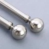 HIER_3160 Home Décor 42"-126" Nickel Finished Adjustable Curtain Rod Set, Silver, Round Finials
