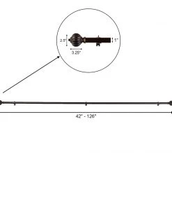 HIER_3160 42"-126" Adjustable Curtain Rod Set, Gold Brown, Pumpkin Finials 17 HIER_3160 42