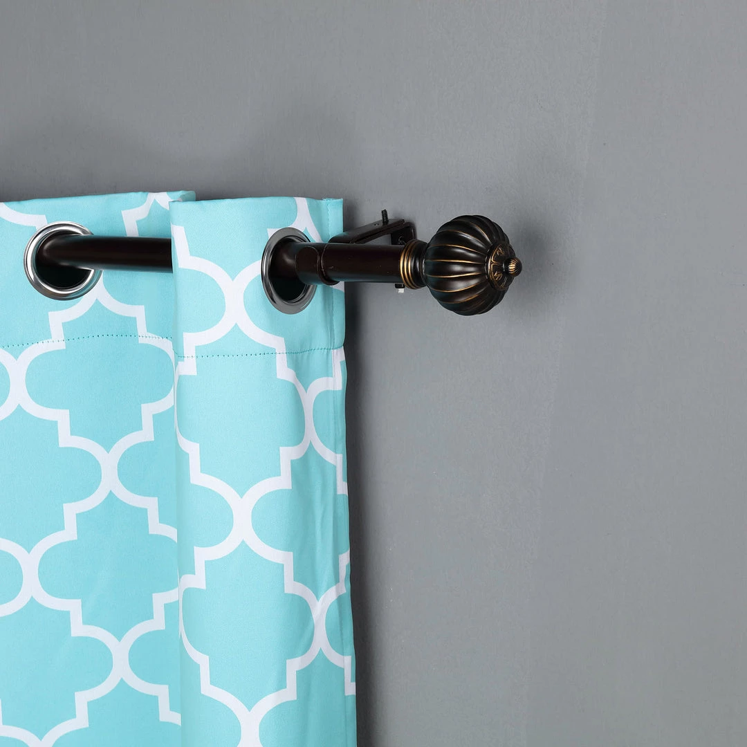 HIER_3160 42"-126" Adjustable Curtain Rod Set, Gold Brown, Pumpkin Finials 7 HIER_3160 42"-126" Adjustable Curtain Rod Set, Gold Brown, Pumpkin Finials