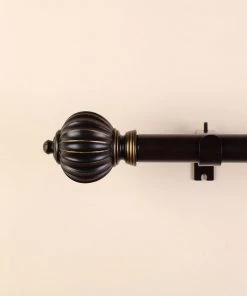 HIER_3160 42"-126" Adjustable Curtain Rod Set, Gold Brown, Pumpkin Finials 24 HIER_3160 42