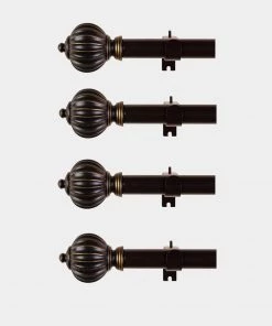 HIER_3160 42"-126" Adjustable Curtain Rod Set, Gold Brown, Pumpkin Finials 28 HIER_3160 42