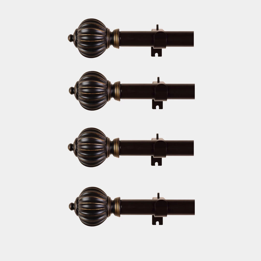 HIER_3160 42"-126" Adjustable Curtain Rod Set, Gold Brown, Pumpkin Finials 14 HIER_3160 42"-126" Adjustable Curtain Rod Set, Gold Brown, Pumpkin Finials