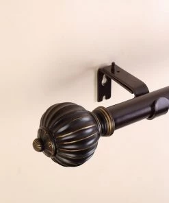 HIER_3160 42"-126" Adjustable Curtain Rod Set, Gold Brown, Pumpkin Finials 22 HIER_3160 42