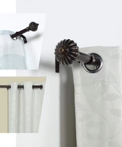 HIER_3160 42"-126" Adjustable Curtain Rod Set, Gold Brown, Pumpkin Finials 19 HIER_3160 42