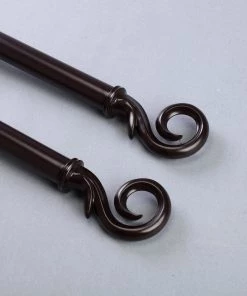 HIER_3160 42"-126" Adjustable Curtain Rod Set, Bronze, Hook Finials