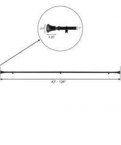 HIER_3160 42"-126" Adjustable Curtain Rod Set, Black, Teardrop Finials 19 HIER_3160 42