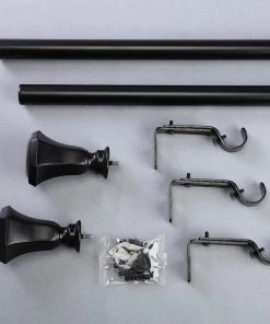HIER_3160 42"-126" Adjustable Curtain Rod Set, Black, Teardrop Finials 23 HIER_3160 42