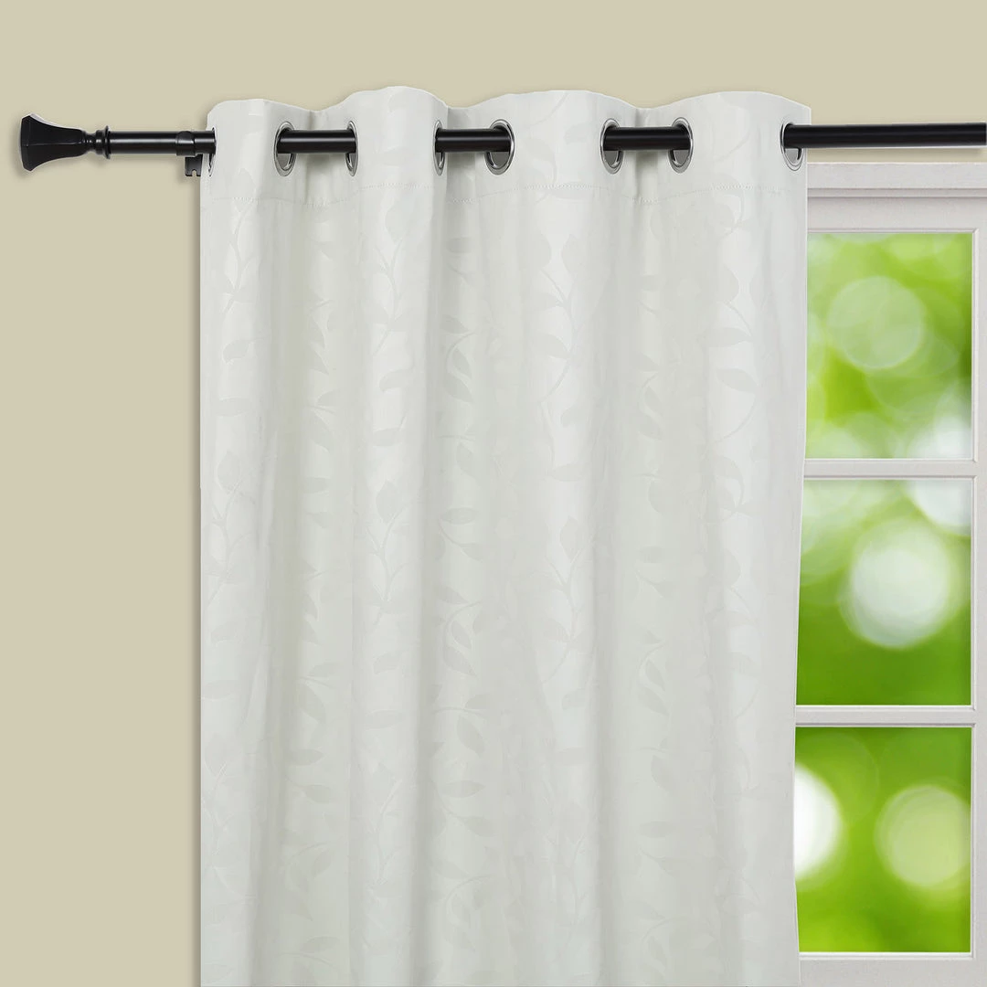 HIER_3160 42"-126" Adjustable Curtain Rod Set, Black, Teardrop Finials 2 HIER_3160 42"-126" Adjustable Curtain Rod Set, Black, Teardrop Finials