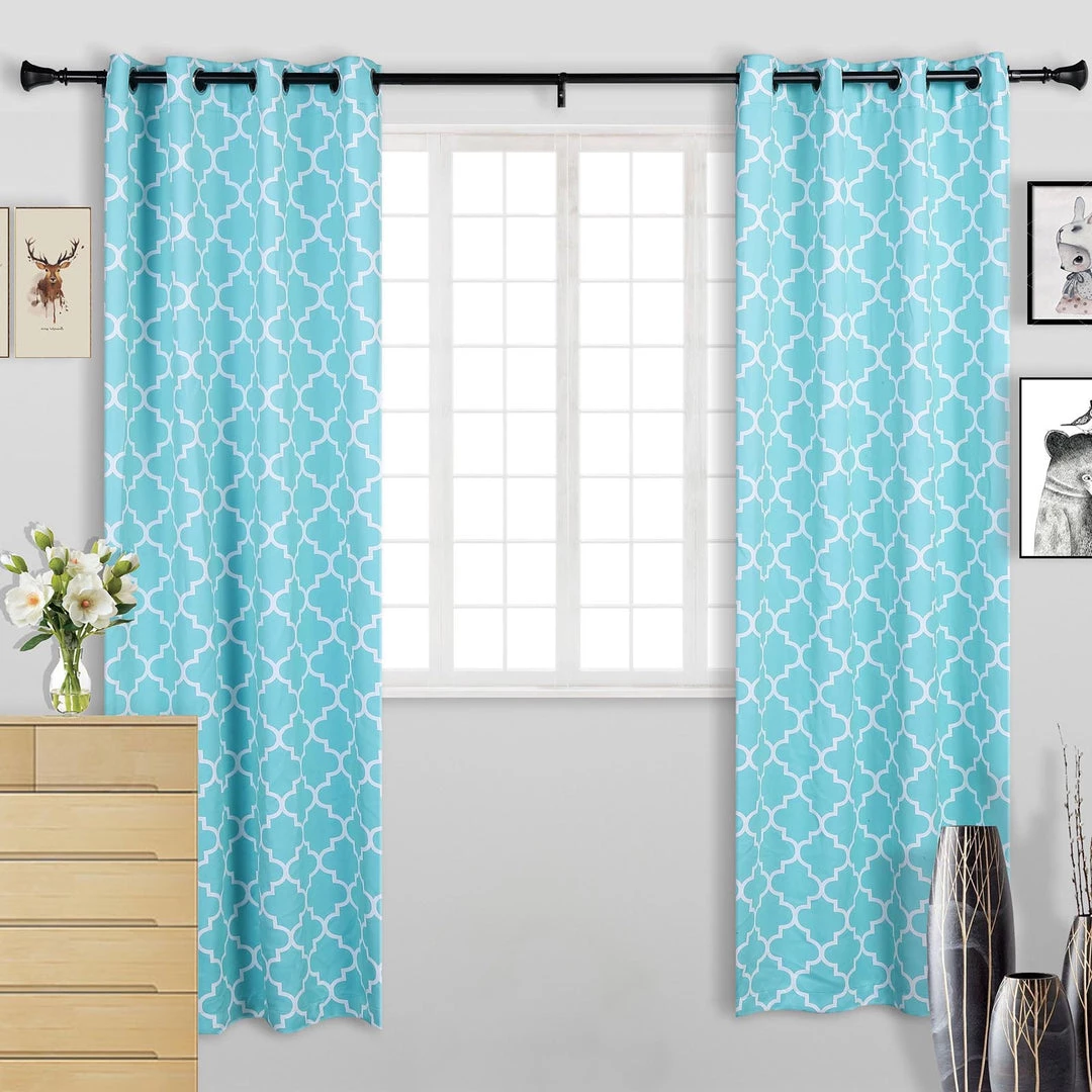 HIER_3160 42"-126" Adjustable Curtain Rod Set, Black, Teardrop Finials 11 HIER_3160 42"-126" Adjustable Curtain Rod Set, Black, Teardrop Finials