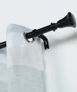 HIER_3160 42"-126" Adjustable Curtain Rod Set, Black, Teardrop Finials 30 HIER_3160 42