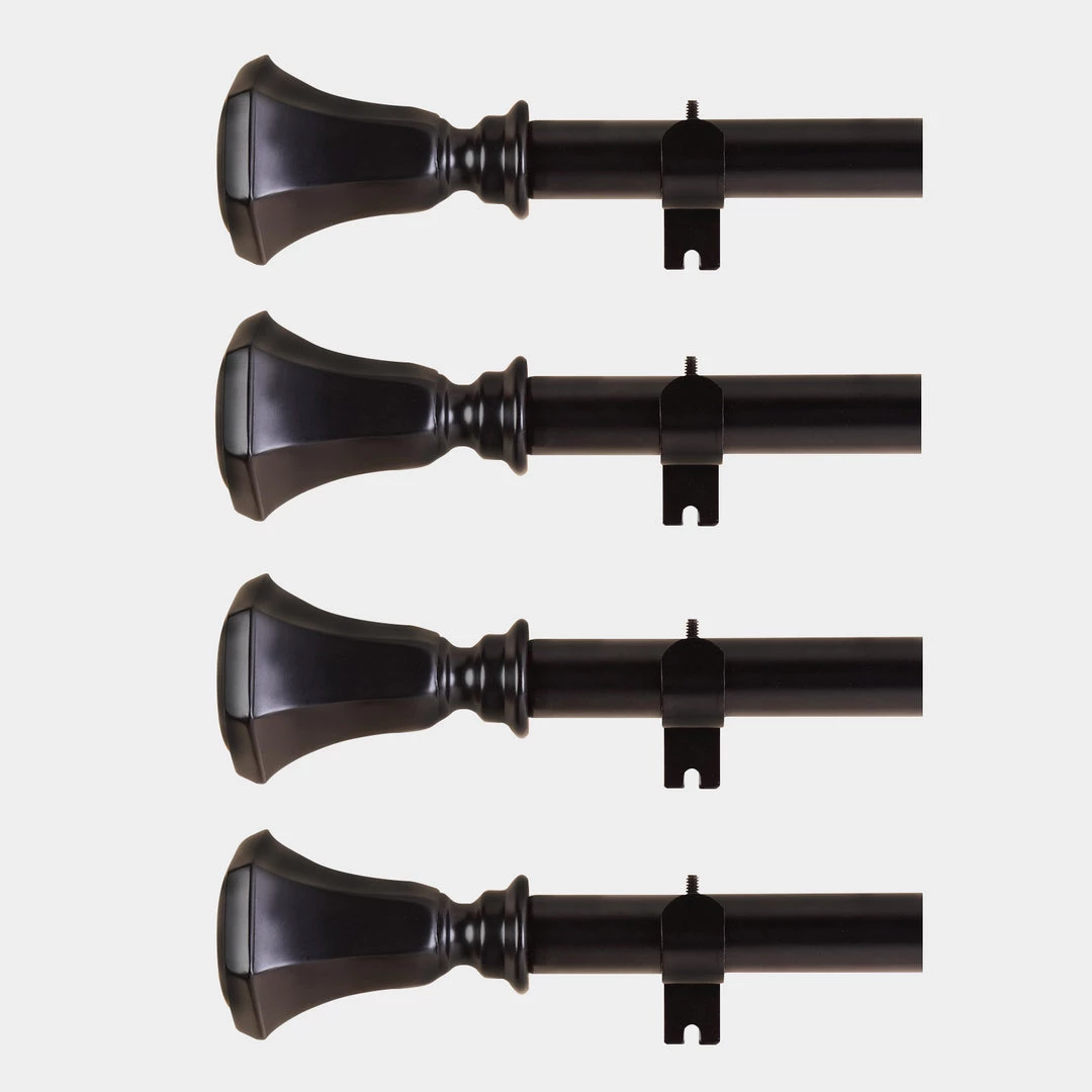 HIER_3160 42"-126" Adjustable Curtain Rod Set, Black, Teardrop Finials 16 HIER_3160 42"-126" Adjustable Curtain Rod Set, Black, Teardrop Finials